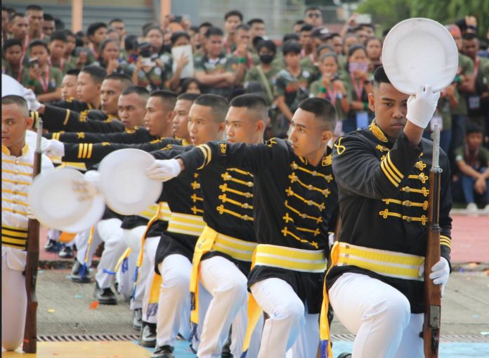 CADET DRILL. The Reserve Officers' Training Corps (ROTC) Games 2023-Visayas Leg had its grand opening salvo at the Iloilo Sports Complex on Sunday, Aug. 13, and featured military legs from the Philippine Navy, Philippine Army, and Philippine Air Force. PHOTO BY SHAN NALAUNAN, WVSU PAMCO