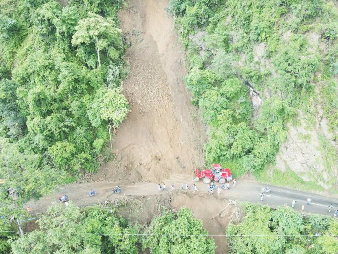 The Municipal Disaster Risk Reduction and Management Council warns motorists to be vigilant against a possible landslide recurrence at the San Joaquin, Iloilo - Hamtic, Antique Road. SAN JOAQUIN DRRMC PHOTO