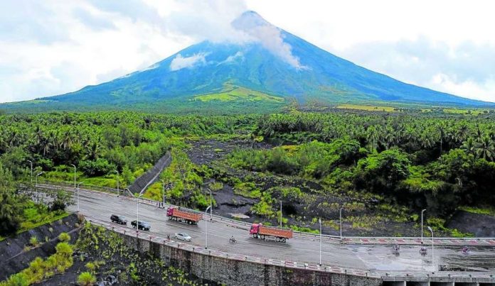 Villages in areas identified as high-risk for lahar from Mayon Volcano are advised to be ready, especially during the typhoon season as heavy and continuous rains may generate lahar flows along major channels. This image of Mayon was taken from Barangay Mabinit in Legazpi City on July 21, 2023. MARK ALVIC ESPLANA, INQUIRER.NET