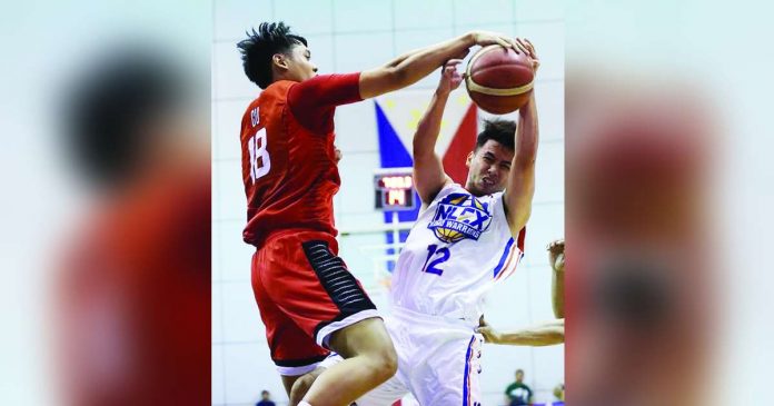 Barangay Ginebra San Miguel Kings’ Ralph Cu blocks the shot attempt of NLEX Road Warriors’ Celedonio Trollano. PBA PHOTO