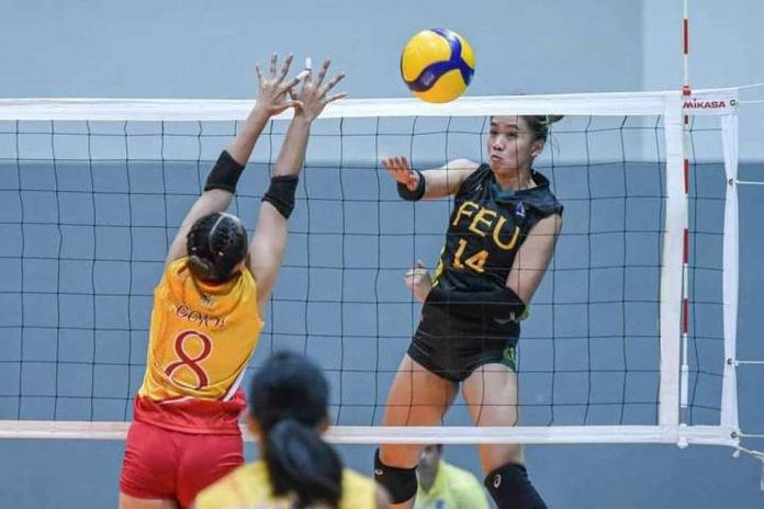 Negrense Kiesha Bedonia of Far Eastern University Lady Tamaraws scores against a Mapua University Lady Cardinals defender. V-LEAGUE PHOTO