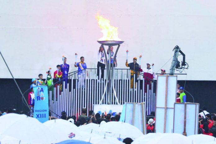 Spearheaded by the Department of Education, Palarong Pambansa returns after a three-year hiatus due to the COVID-19 pandemic. Currently being held at the Marikina Sports Center in Marikina City, this year’s Palaro theme is “Batang Malakas, Bansang Matatag”. Photo shows the lighting of the sports cauldron during the Palaro opening on July 31. PNA PHOTO