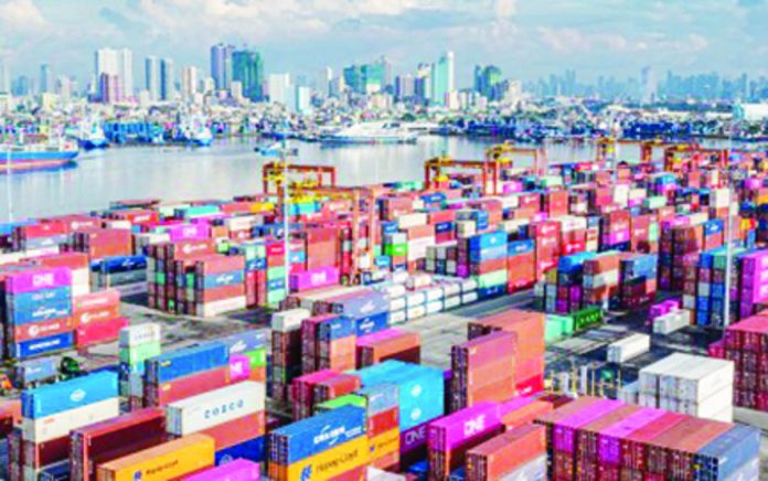 The Philippines’ total export earnings from January to June 2023 reached $34.94 billion – 9.3 percent lower from a year ago. Photo shows the Manila International Container Terminal. ICTSI FILE PHOTO