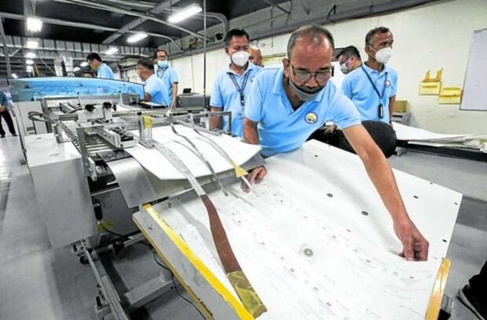 Sample ballots for Barangay and Sangguniang Kabataan Elections are printed at the National Printing Office in Diliman, Quezon City. PHILIPPINE DAILY INQUIRER / LYN RILLON