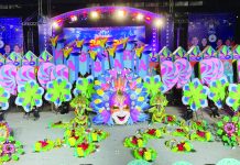 BACK-TO-BACK. Defending its crown, Barangay Granada is again hailed the 2023 MassKara street and arena dance competition champion. Photo shows dancers of Barangay Granada in their vibrant costumes during yesterday’s performance at the Paglaum stadium. DR. RONNIE BALDONADO PHOTO