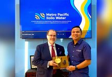 Canadian Ambassador David Bruce Hartman (left) visits Metro Pacific Iloilo Water in Iloilo City. Welcoming him is Robert Cabiles, the Chief Operations Officer of the water firm.