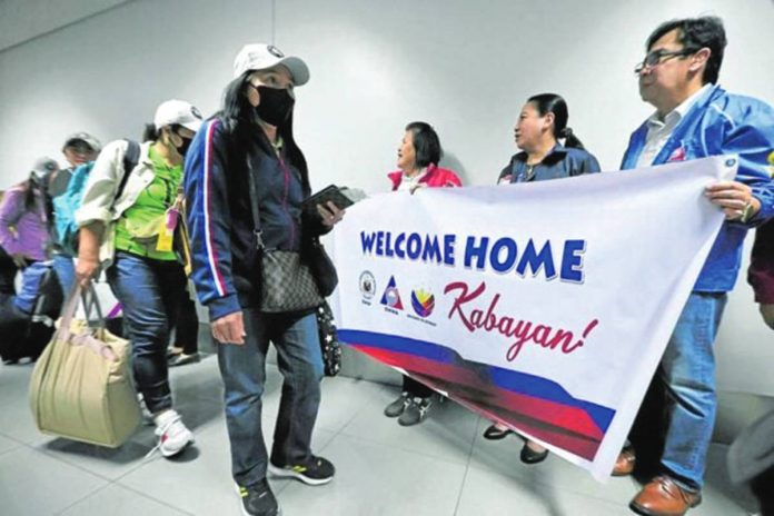 Sixteen Filipinos arrive from Israel and Gaza Strip on Wednesday at Ninoy Aquino International Airport. Officials said most of the 30,000 Filipinos in Israel had opted to stay, while about 80 in the besieged Palestinian enclave had agreed to be flown home. PHOTO BY GRIG C. MONTEGRANDE / PHILIPPINE DAILY INQUIRER