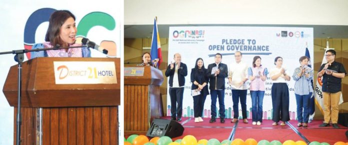 “I know the Ilonggos are very passionate about the values of open government: transparency, public participation, and good governance,” says Secretary Amenah Pangandaman of the Department of Budget and Management during the start of the three-day capacity-building training for Iloilo’s public financial management practitioners in Iloilo City. Also yesterday, the Budget chief brought to Iloilo City the OGPinas! campaign that promotes an open government. She was joined by, among others, Iloilo Provincial Administrator Raul Banias, Association of Local Budget Officers in Region 6 president Arlene Depakakibo, and Department of Budget and Management – Region 6 acting director Maria Liane Gayomali.