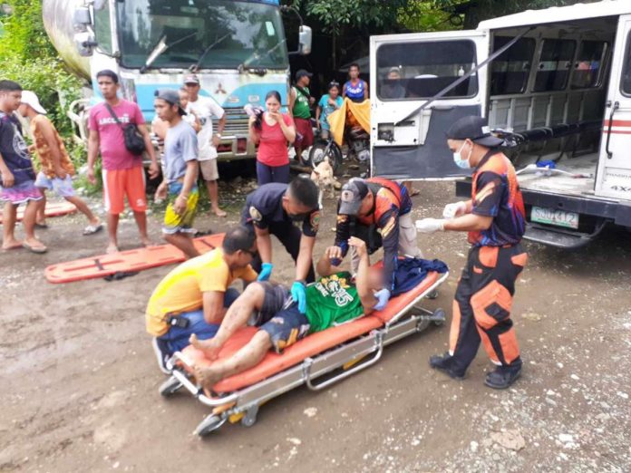 After falling into a 20-meter-deep ravine in Igbaras, Iloilo on Monday, Oct. 23, three individuals luckily survived and are currently receiving treatment at the hospital. BFP IGBARAS