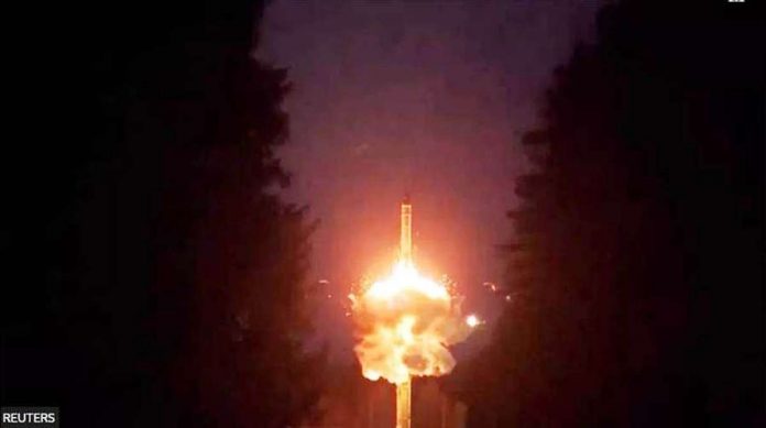 A still image from a video released by the Russian defence ministry shows a Yars intercontinental ballistic missile. REUTERS