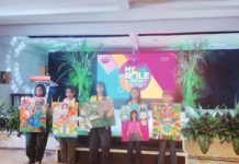 The winners of the 8th VMC Inter-School Art Contest for elementary (left) and high school (right) categories.