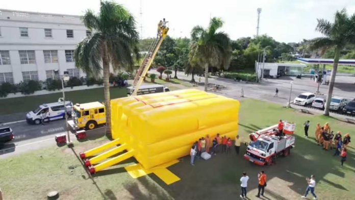 The Bacolod City Disaster Risk Reduction and Management Office, headed by Maria Laarni Pornan, tested the newly acquired Safety Air Cushion on Saturday, Nov. 25. SCREENGRAB FROM BCD PIO VIDEO