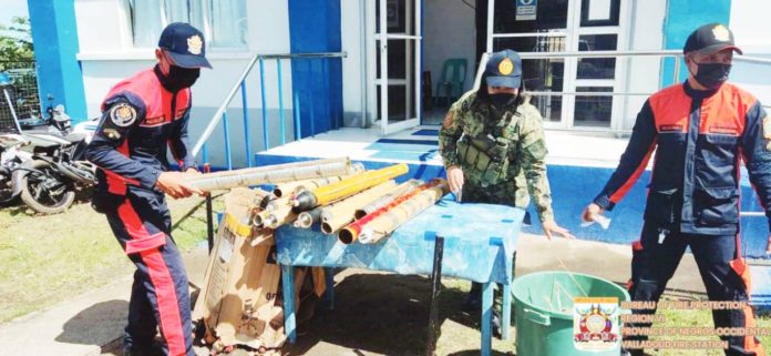 “Boga” is the most common cause of firecracker-related injuries in Western Visayas, according to the Department of Health. File photo shows the police in Valladolid, Negros Occidental and fire station personnel disposing confiscated “boga”. VALLADOLID FIRE STATION PHOTO