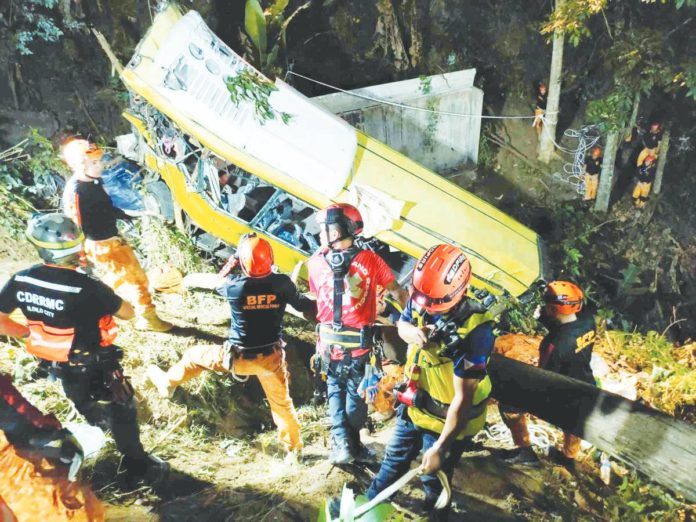 Iloilo City’s Disaster Risk Reduction and Management Office-Urban Search and Rescue personnel were deployed on Tuesday night, Dec. 5, to help in the retrieval operation in Barangay Igbucagay, Hamtic, Antique following a tragic bus accident. ICER AND USAR FB PHOTO