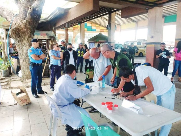 The Philippine Drug Enforcement Agency Region 6, Highway Patrol Group and Land Transportation Office conduct random drug tests on taxi drivers at the three transport terminals in Iloilo City. PDEA-6 PHOTO