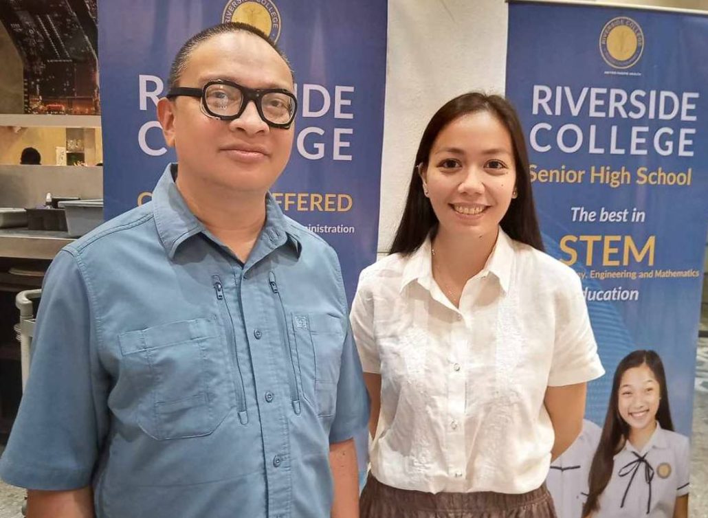 Riverside College BSPT Dean Jair Kimri Jingco and Beatrice Angelica Erbite, Riverside College Communications Manager/ RB Sumugat Photo