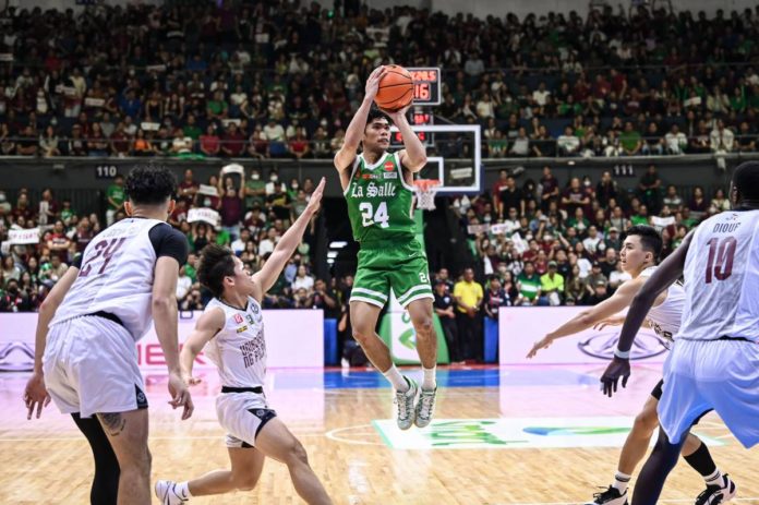 Mark Nonoy produced eight points, three rebounds, and three steals for De La Salle University Green Archers in Game 3 of the UAAP Season 86 men’s basketball championship. UAAP PHOTO