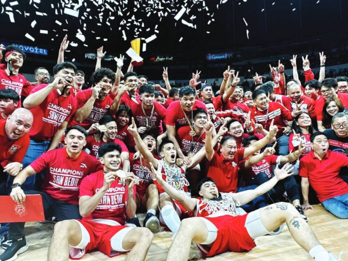 San Beda University Red Lions are back as champions of NCAA Season 99 men’s basketball. PHOTO COURTESY OF NCAA/GMA SPORTS