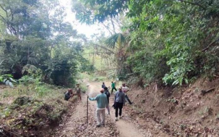 SOCIAL PREPARATION. Provincial government personnel conduct geo-tagging activity to determine the number of trees affected by the proposed P200 million worth farm-to-market road in the southernmost part of Antique on Wednesday, Jan. 10. SERAFIN YANGA PHOTO