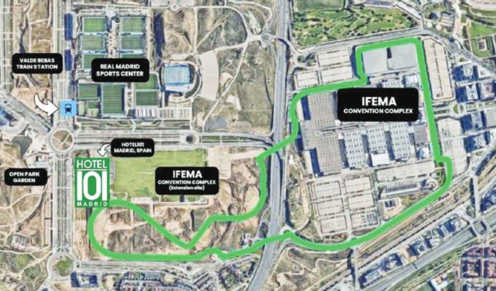 Photo shows the map illustration of the Madrid F1 Grand Prix based on the official track layout released by Formula 1.