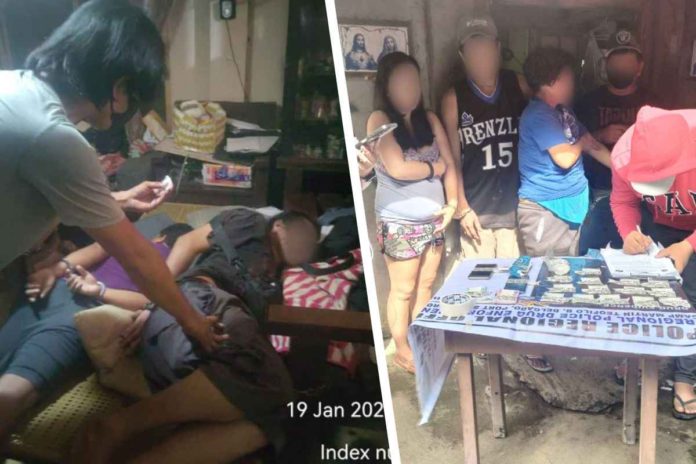 Two recent anti-illegal drug stings in Iloilo City put five suspects behind bars. The operation in Jaro district (left) resulted in the seizure of P1.9 million of suspected shabu, while P1.15 million of the illegal substance was recovered in the City Proper district (right). PRO-6 PHOTO