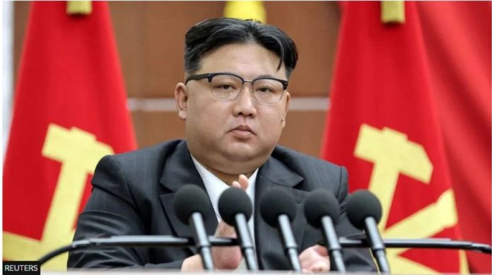 North Korean leader Kim Jong Un attends the 8th Plenary Meeting of the 8th Central Committee of the Workers' Party of Korea, at the party's headquarters, in Pyongyang, North Korea, in this picture released by the Korean Central News Agency on Dec. 31, 2023. REUTERS