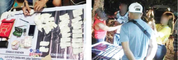 Two major antidrug operations carried out in Pavia, Iloilo (left) and Mandurriao, Iloilo City (right) resulted in the seizure of P5.7 million worth of suspected shabu. Four high-value drug suspects were apprehended. PRO-6 PHOTOS