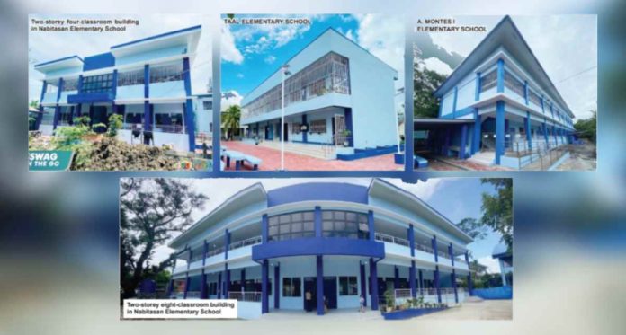 The Iloilo City Government has completed 20 infrastructure projects in various public elementary and high schools in 2023 though the Special Education Fund. Among these are the (clockwise from left) two-storey four-classroom building in Nabitasan Elementary School, two-storey four-classroom building in Taal Elementary School, two-storey eight-classroom building in A. Montes I Elementary School, and two-storey eight-classroom building in Nabitasan Elementary School.