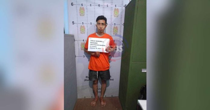 Suspect Zoilo Sereño was detained at the Buenavista Municipal Police Station. PHOTO COURTESY OF GUIMARASNON BROADCASTING SERVICE