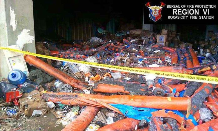 A structural blaze on Jan. 5 in Barangay Banica, Roxas City, Capiz left estimated P500,000 worth of damage. The infrastructure housed plasticwares, hardware items, and electrical equipment. BFP R6 ROXAS CITY FS