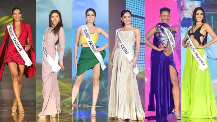 (From left) Miss Universe Philippines 2024 candidates Christi McGarry (Taguig City), Stacey Gabriel (Cainta, Rizal), Selena Antonio Reyes (Pasig City), Kris Tiffany Janson (Cebu), Alexie Mae Brooks (Iloilo), and Ahtisa Manalo (Quezon Province). MISS UNIVERSE PHILIPPINES FACEBOOK PHOTOS