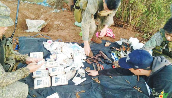 Elements of the Army and the police found a cache of firearms in Barangay Camansi, Kabankalan City, Negros Occidental yesterday, Feb. 19, following an anonymous tip-off. 47TH INFANTRY BATTALION PHOTO