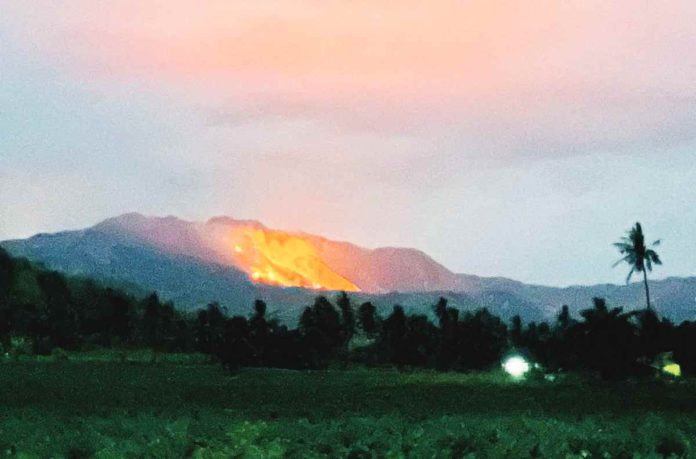 Over 3.5 hectares of land on Mount Panay in Miagao, Iloilo went up in flames on Wednesday night, Feb. 21. OMPZ / FACEBOOK