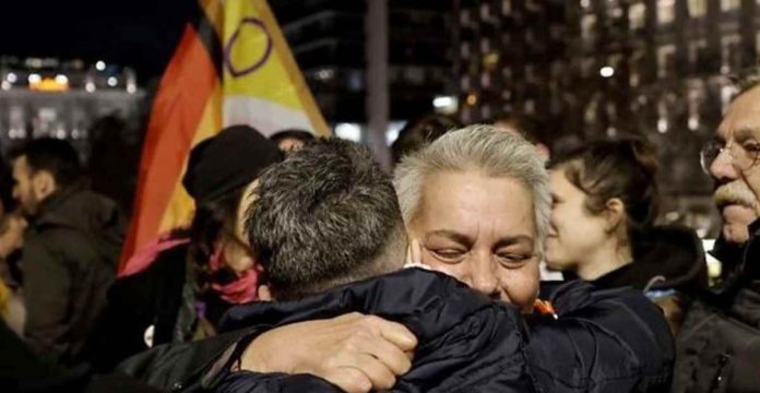 People cheer in Athens as same-sex marriage becomes a law. BBC