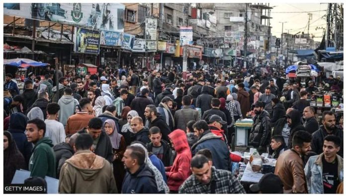 The population of Gaza Strip’s southernmost city of Rafah has swelled from 250,000 to 1.5 million as Palestinians fled to the southernmost city. GETTY IMAGES