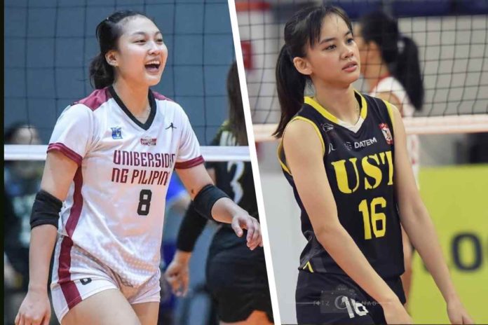 Bacolodnon Joan Marie Monares of the University of the Philippines Fighting Maroons and Silaynon Cassie Carballo of the University of Santo Tomas Golden Tigresses are among the Western Visayas-based players rostered for UAAP Season 85. PHOTOS BY V-LEAGUE AND FITZ CARDENAS