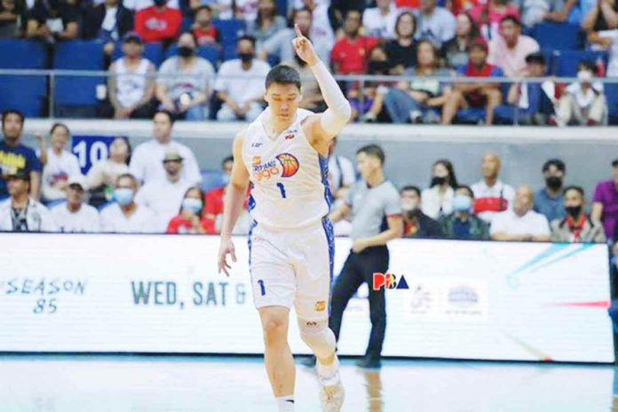 Justin Chua is still recovering from an ACL tear he sustained during the 2023 PBA Governors’ Cup finals. PBA IMAGES