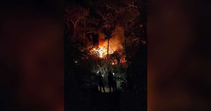 A forested portion of Barangay Salvacion in Anini-y, Antique went up in flames on Tuesday night, March 5. ARVIN DANIEL SALMITE / FACEBOOK