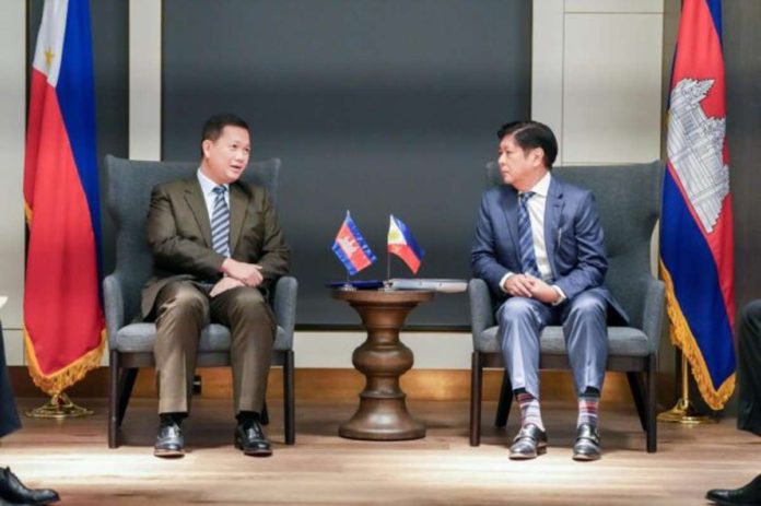 President Ferdinand R. Marcos Jr. and Cambodian Prime Minister H.E. Hun Manet hold a bilateral meeting on March 4 in Melbourne, Australia. PCO/FACEBOOK PAGE PHOTO