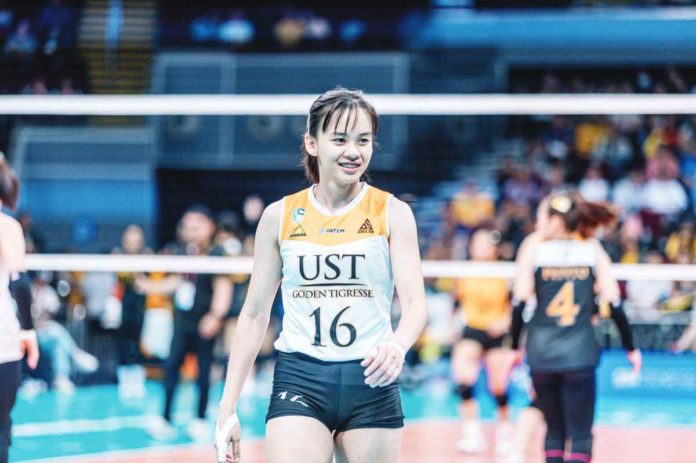 Cassie Carballo is glad to have delivered for the Golden Tigresses in the second week of the UAAP Season 86 women’s volleyball tournament. UAAP PHOTO