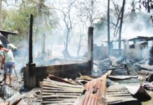 At least 104 residents of Barangay Poblacion Ilaya in Zarraga, Iloilo were displaced after a fire broke out on Monday afternoon, March 18. AJ PALCULLO/PN