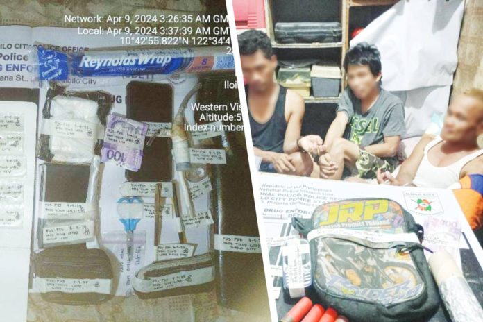 Millions of pesos worth of suspected shabu and firearms were recovered from two separate police operations in La Paz (right) and City Proper (left) districts on Tuesday, April 9, in Iloilo City. ILOILO CITY POLICE OFFICE, K5 NEWS FM ILOILO