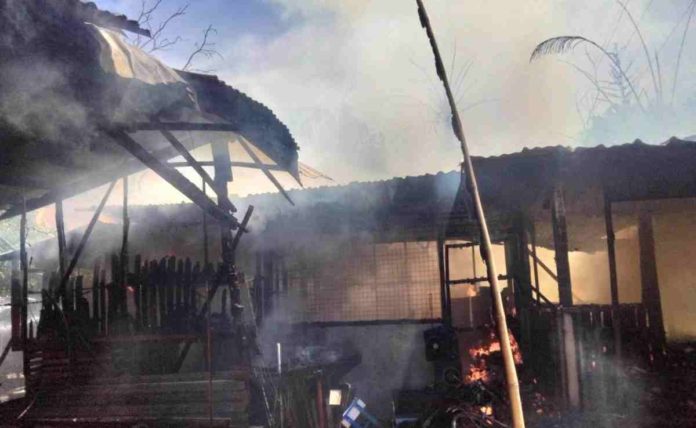 A Tuesday morning fire gutted a house in Barangay McLain, Buenavista, Guimaras. BUENAVISTA FIRE STATION PHOTO