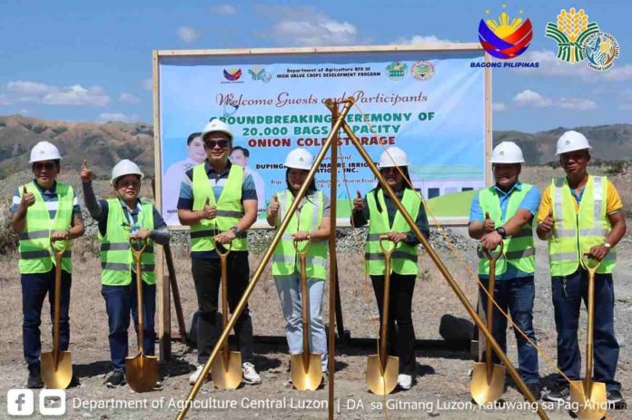 The Department of Agriculture holds a groundbreaking ceremony for the 20,000-bag capacity onion cold storage facility in Gabaldon, Nueva Ecija. Upon completion, the facility will be able to store 540 to 600 metric tons of onions. DA CENTRAL LUZON PHOTO