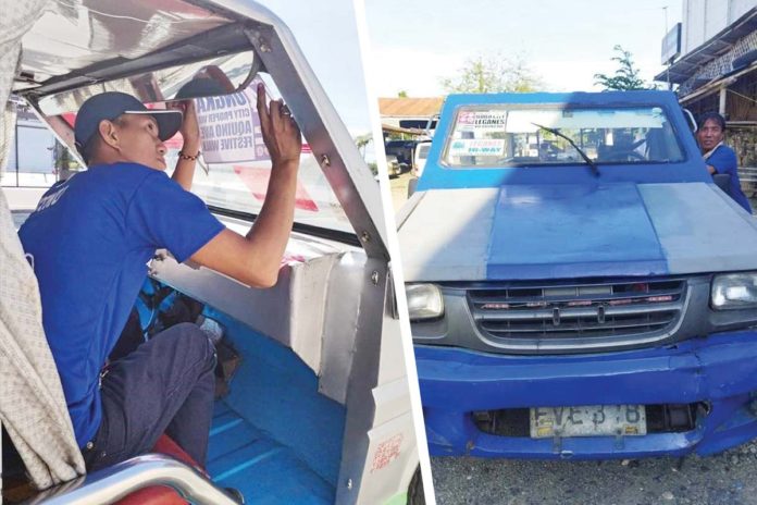 Personnel of the Iloilo City Traffic Management Unit started installing stickers on consolidated jeepneys to identify them during the enforcement of the city’s enhanced Local Public Transport Route Plan. ILOILO CITY TRAFFIC MANAGEMENT UNIT PHOTOS