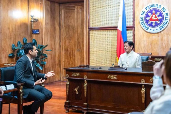 India-based Adani Ports and Special Economic Zone Limited Managing Director Karan Adani (left) meets with President Ferdinand R. Marcos Jr. at the Malacañan Palace on Thursday, May 2, 2024. PRESIDENTIAL COMMUNICATIONS OFFICE PHOTO