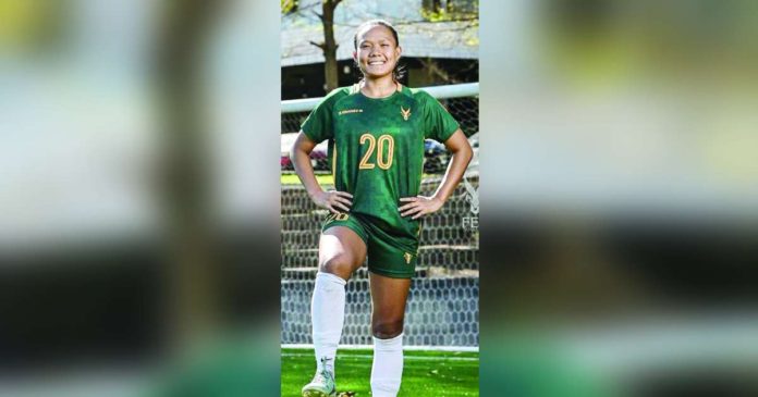 Jonela Albiño from Iloilo City converted on a free kick that broke the 1-1 stalemate to put the Lady Tamaraws ahead and eventually complete a perfect season for a record 12th title overall. PHOTO COURTESY OF FEU FOOTBALL