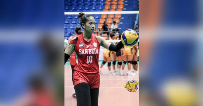 Negrense Sophie Cagalawan’s career game has helped San Beda University Lady Red Spikers to a five-setter win over Jose Rizal University Lady Bombers. PHOTO COURTESY OF NCAA/GMA SPORTS