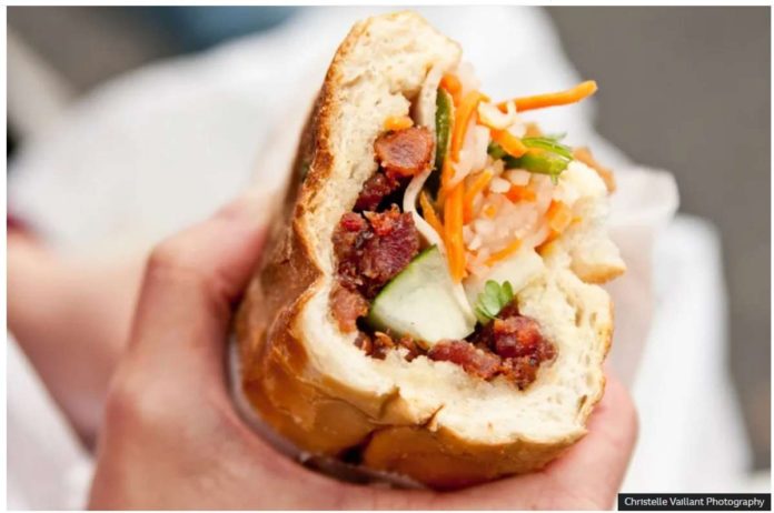 Bánh mì is a popular Vietnamese sandwich / street food often made with pork and pickled vegetables. Christelle Vaillant Photography