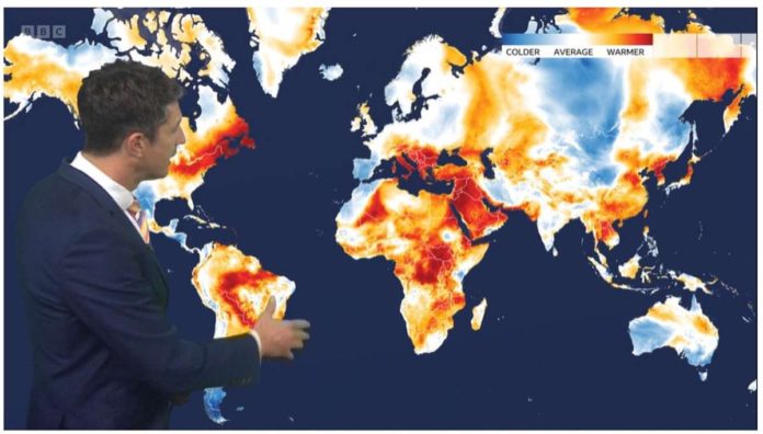 According to meteorologists, due to global warming far more regions are enduring temperatures described as being quite a lot warmer than average. BBC